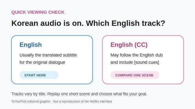 A viewing guide comparing the English and English CC subtitle tracks