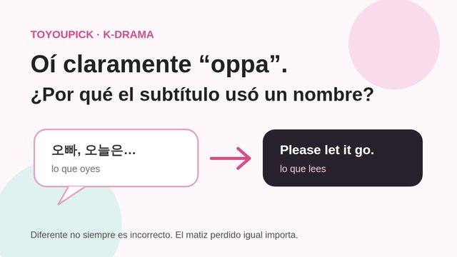 Gráfico que muestra una frase coreana convertida en un subtítulo más corto en inglés