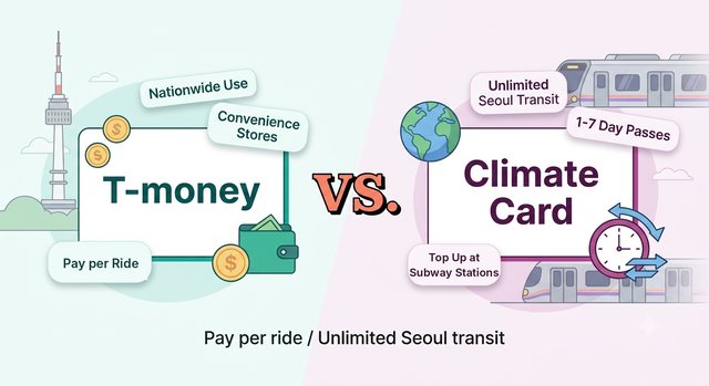 ภาพประกอบเปรียบเทียบ T-money กับ Climate Card